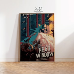 Rear Window Movie Poster: Hitchcock, Stewart, Kelly - Classic Film Art
