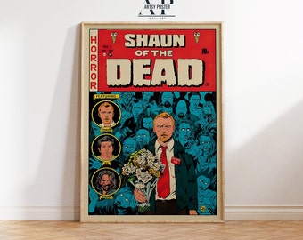 Shaun of the Dead Poster, Zombie Comedy Movie Art Print, Funny Wall Decor, Cult Film Memorabilia