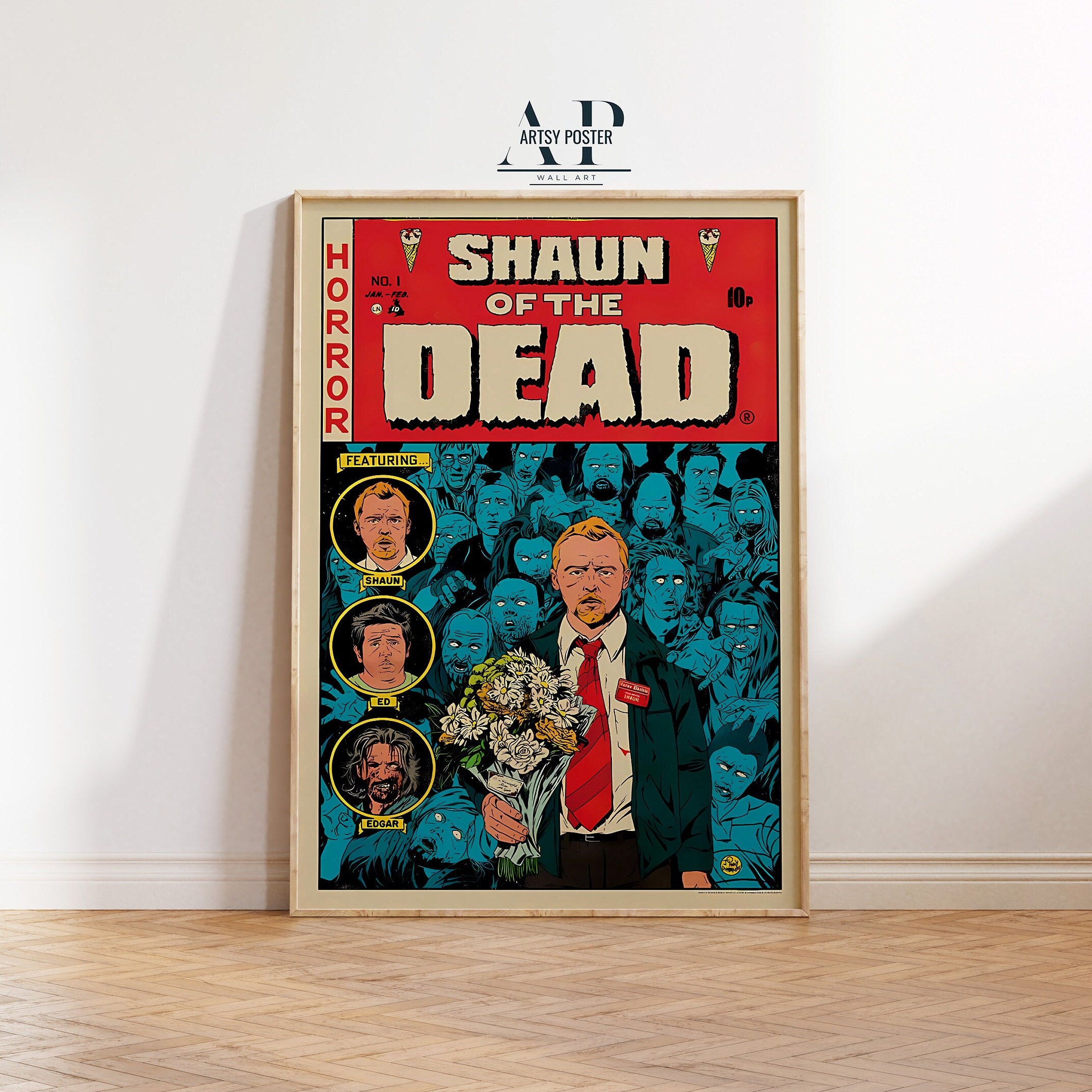 Shaun of the Dead Poster, Zombie Comedy Movie Art Print, Funny Wall Decor, Cult Film Memorabilia