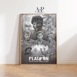 Póster de la película Platoon: Arte cinematográfico bélico vintage de Oliver Stone