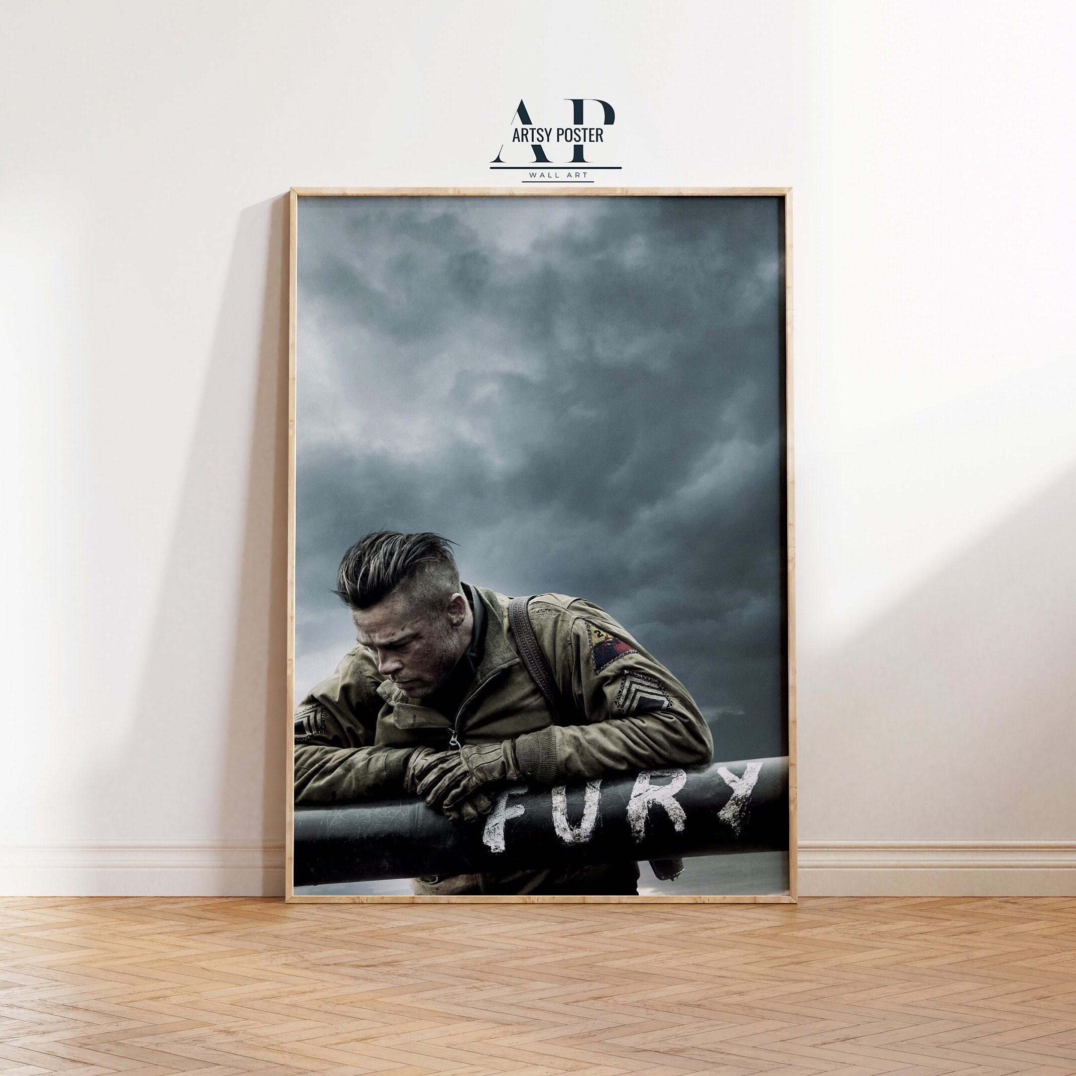 Fury Movie Poster: Brad Pitt, WWII Tank Film Art - Etsy, image size:2143x2142