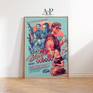 Baby Fahrer Film Poster, Überfall Film Wand Kunst, Stylisches Kino Dekor, Fine Art Print, cooles Film Fan Geschenk