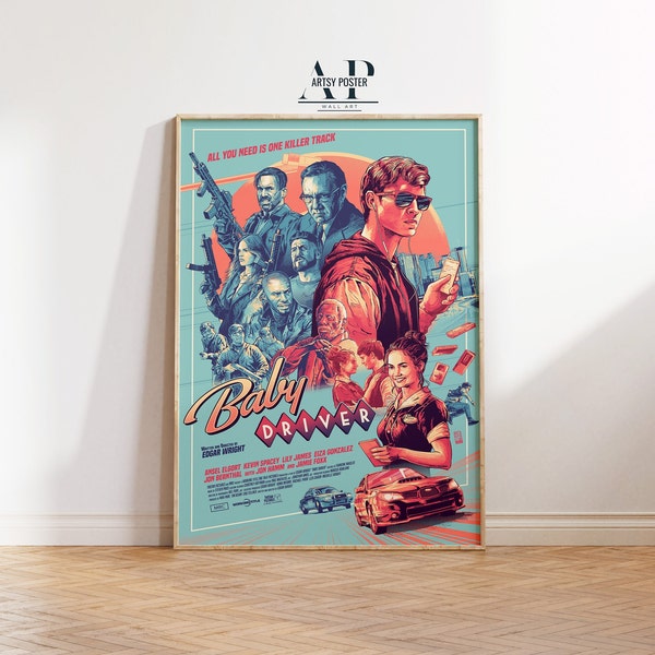 Baby Driver Movie Poster, Heist Film Wall Art, Stylish Cinema Decor, Fine Art Print, Cool Movie Fan Gift