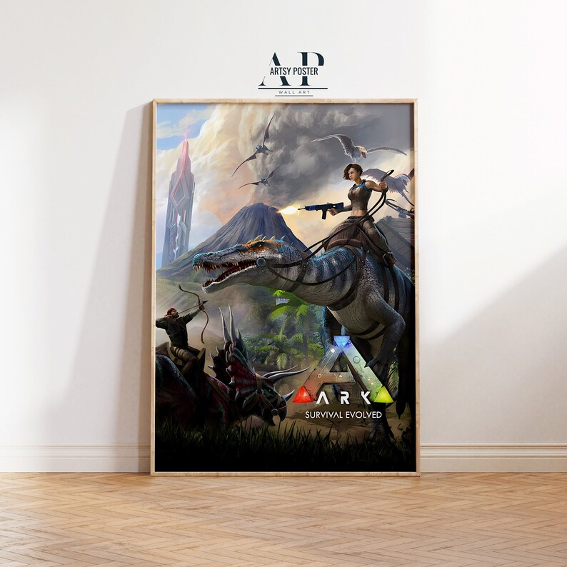 ARK Survival Evolved Poster, Survival Game Wall Art, Dinosaur Wall ...