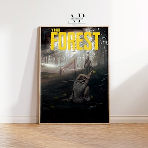 The Forest Spiel Poster - Survival Horror Wand Kunst - Atmosphärischer Videospiel Druck - Geschenk für Gamer - Gruselige Waldszene Dekor