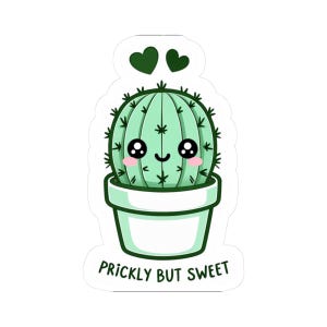 Pegatinas de cactus, espinosas pero dulces, arte vegetal adorable, decoración adorable para portátil, papelería kawaii, regalo para amantes de las plantas.