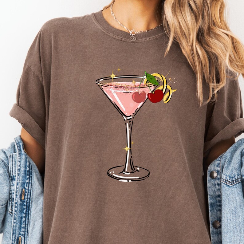 Cherry Martini Shirt Comfort Colors® Anthro dupe Tshirt, a tini bit older, bikinis and martinis, anthropologie shirt, espresso martini Espresso