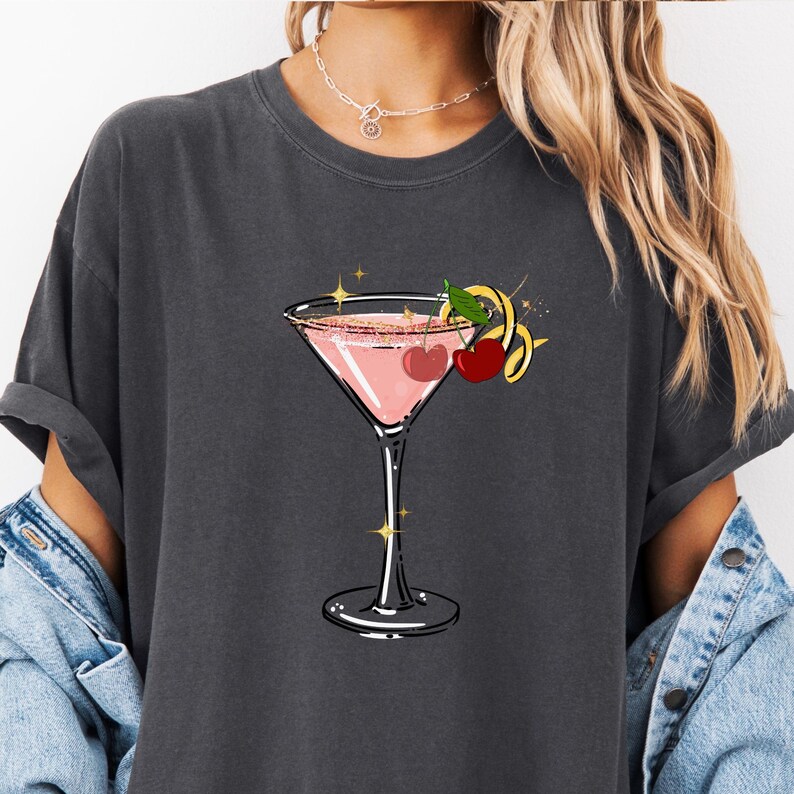 Cherry Martini Shirt Comfort Colors® Anthro dupe Tshirt, a tini bit older, bikinis and martinis, anthropologie shirt, espresso martini Pepper