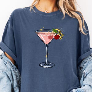 Cherry Martini Shirt Comfort Colors® Anthro dupe Tshirt, a tini bit older, bikinis and martinis, anthropologie shirt, espresso martini Denim