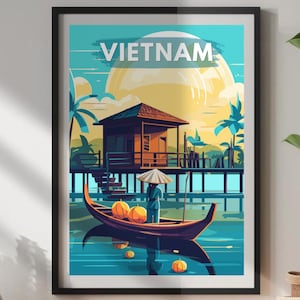 Póster de Vietnam, impresión de Vietnam, obra de arte de Vietnam, decoración del hogar, pintura de Vietnam, póster de viaje de Vietnam, regalo de viaje, Vietnam