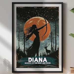 Diana Goddess Painting - Diana Roman Mythology Artwork, Goddess of the Hunt and the Moon, Ancient Roman Art, Roman Goddess Diana