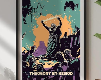 Theogony by Hesiod Poster: Ancient Greek Mythology Art