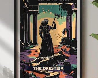 Póster de la Orestíada: Lámina artística de la antigua tragedia griega