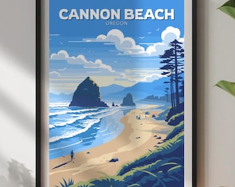 Cannon Beach Travel Poster: Oregon Coastal Art Print