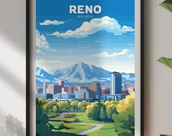 Reno Nevada Travel Poster: Biggest Little City Artwork