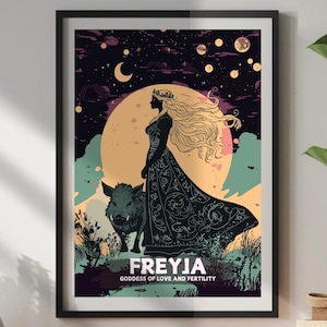 Freyja Goddess Poster, Goddess of Love and Fertility, Fineart, Norse Mythology, Freyja Print, Norse Goddess, Ancient Greek Art, Freyja