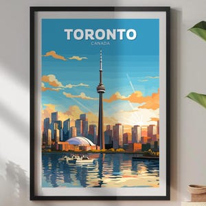 Toronto skylineposter: Toronto skyline print - Toronto fotoprint, Toronto artwork, interieur, Toronto schilderij, CN Tower
