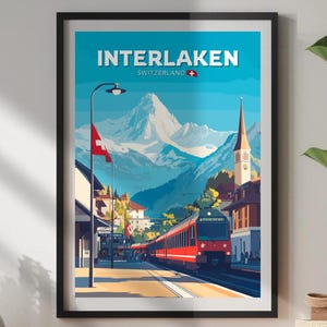 Interlaken reisposter, Interlaken kunst aan de muur, Interlaken print, Interlaken Zwitserland kunstwerk, interieur, Interlaken kunst, kunst van Zwitserland