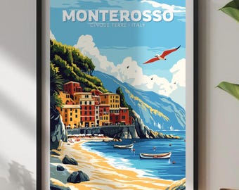 Monterosso Al Mare Print: Cinque Terre Italien Reiseposter