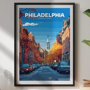 Affiche de voyage de Philadelphie : art des toits de la ville de Pennsylvanie
