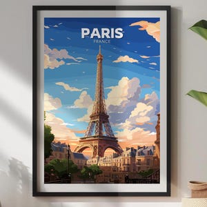 Paris Eiffel Tower Travel Poster, Iconic Cityscape Wall Art, Paris Photo Print, Paris Artwork, Home Décor, Paris Poster, Eiffel Tower Print