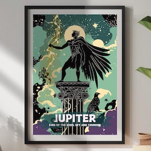 Jupiter God Painting - Jupiter Roman Mythology Artwork, King of the Gods, Sky and Thunder, Ancient Roman Art, Roman Gods, God Jupiter