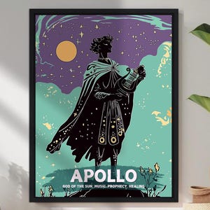 Apollo God Painting - Apollo Roman Mythology Artwork, God of the Sun, Music, Prophecy and Healing, Ancient Roman Art, Roman Gods, God Apollo