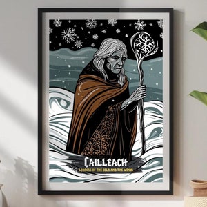 Arte della dea Cailleach, Poster di Cailleach, Mitologia celtica di Cailleach, Dea del freddo e dei venti, Arte celtica antica