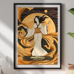Amaterasu Print - Amaterasu Japanese Mythology Poster, Goddess of the Sun, Ancient Japanese Artwork