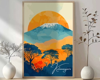 Boho Kilimanjaro: Artistic African Landscape Poster - Print, Wall Art, Home Decor