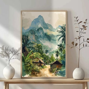 Póster Laos tranquilo: paisajes serenos: impresión, arte de pared, decoración del hogar, obras de arte de Laos