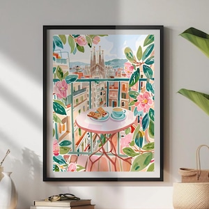 Poster de Barcelone avec vue sur la Sagrada Familia, Barcelone Impression artistique