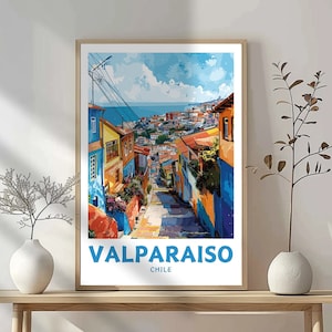 Valparaiso-print, Valparaiso-poster, Chili-poster, Valparaiso-kunstwerk, Valparaiso-schilderij, woondecoratie