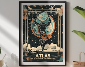 Greek God Atlas Poster: Titan Mythology Art Print