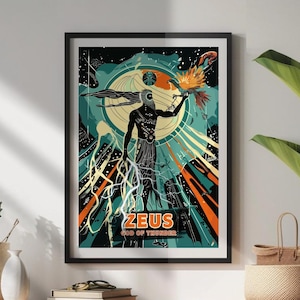 Dio greco Zeus, Poster di Zeus, Dio Zeus, Mitologia greca, Arte greca antica, Mitologia greca Zeus, Dio del tuono