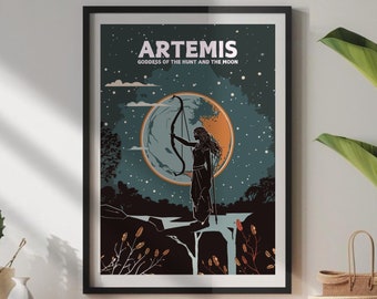 Póster de la diosa Artemisa: Lámina de arte de la mitología griega