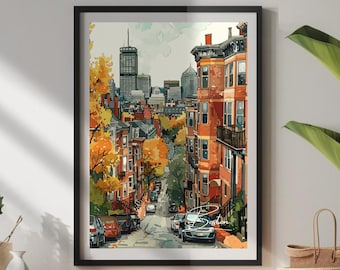 Boston Cityscape Art Print: Historic Charm Travel Poster