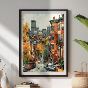 Boston-stadsreisposter: historische charme muurkunst - Boston-fotoprint, Boston-kunstwerk, woondecoratie, Boston-schilderij