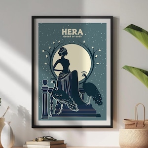 Arte de la diosa Hera, póster de Hera, mitología griega de Hera, reina de los dioses, arte griego antiguo, diosa del matrimonio, la mujer y la familia
