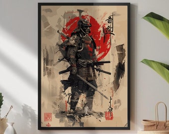 Poster Japanse samoeraistrijder: traditioneel huisdecor (afdrukbare muurkunst)