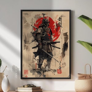 Poster Samurai Guerriero: Arte murale Samurai Guerriero Giapponese - Arte murale stampabile e arredamento giapponese per la casa, poster per camera da letto, Samurai Guerriero