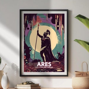 Poster del dio Ares, dio greco Ares, dio della guerra Ares, mitologia greca, arte greca antica, belle arti degli dei dell'Olimpo, portatore di dio