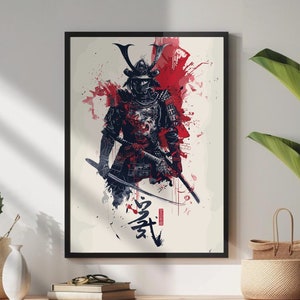 Poster Samurai: Arte murale Samurai Guerriero Giapponese - Arte murale stampabile e arredamento giapponese per la casa, poster per camera da letto, guerriero samurai