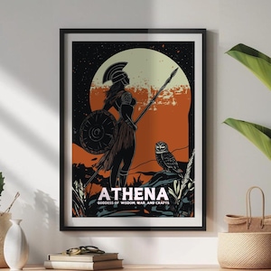 Diosa Atenea, Póster de Atenea Fineart, Impresión de Atenea de la mitología griega, Diosa griega, Arte griego antiguo, Diosa de la sabiduría, la guerra y la artesanía