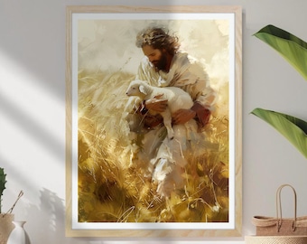 Jesus Christ Art Print: Compassionate Shepherd Illustration