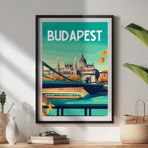 Budapest Travel Poster: Budapest Poster - Hungarian Parliament Print, Budapest Wall Art, Home Decor, Budapest Print, Budapest Bridge
