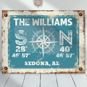 Personalised Coordinates Metal Sign, Custom Longitude Latitude Print, House Number Plate, New Home Gift, Personalised Metal Print