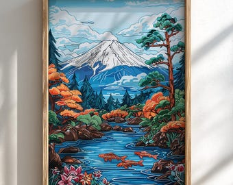 葛飾北斎の富士山版画：日本のアート壁装飾 - Etsy 日本
