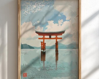 Torii Gate Poster: Japanese Woodblock Print Art