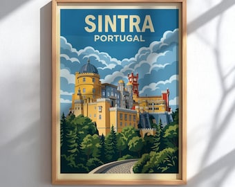 Sintra Portugal Travel Poster - Iconic Castle Wall Decor